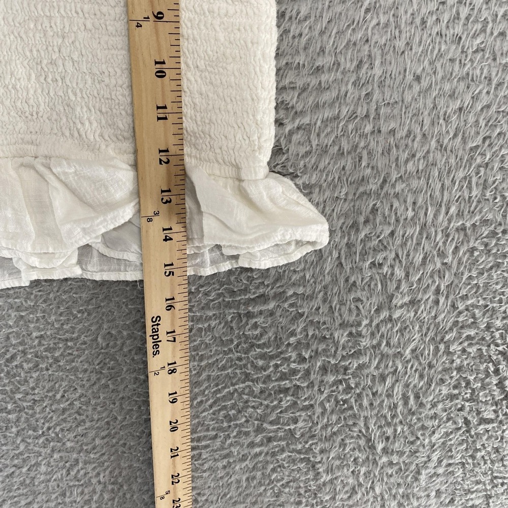Abercrombie & Fitch Smocked Mini Skirt Womens M White Ruffle Hem Stretch Summer - Picture 6 of 14